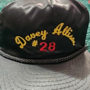 Vintage Davey Allison #28 NASCAR Snapback Hat Black Nylon Racing Cap Nissin USA